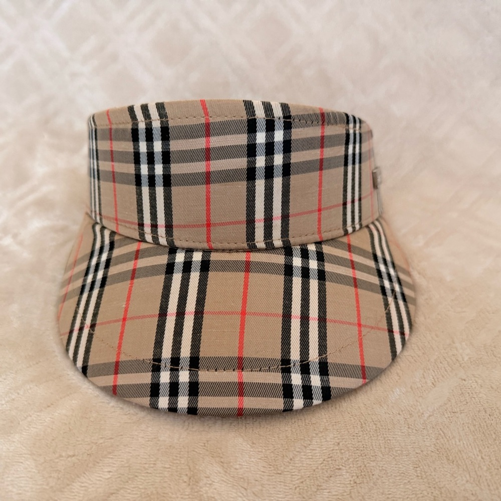 Burberry Beige Nova Check Visor with Black and Red Stripes